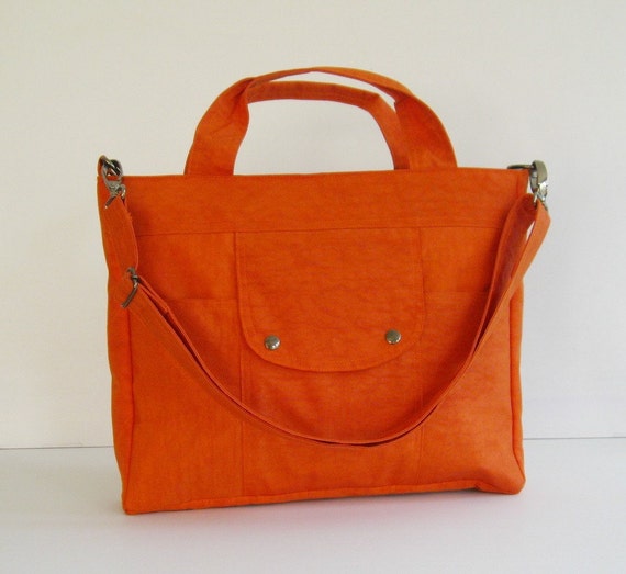 Items similar to Water-Resistant Nylon Laptop Bag in orange - Jody on Etsy