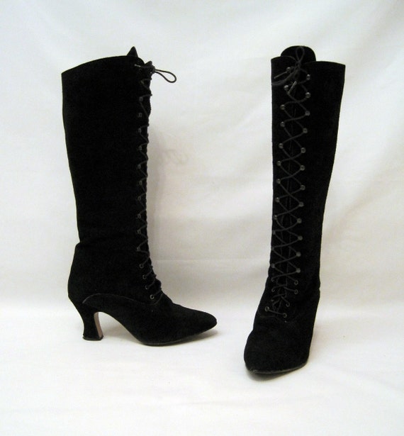 white lace up granny boots