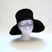 60s Hat Vintage Dior-esque Black Linen Summer Wide Brim