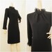 60s Dress Vintage Ruffled LBD Black Crepe Cocktail Party Dress M L