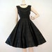 50s Dress Vintage Black Satin Circle Skirt Cocktail Party Dress M