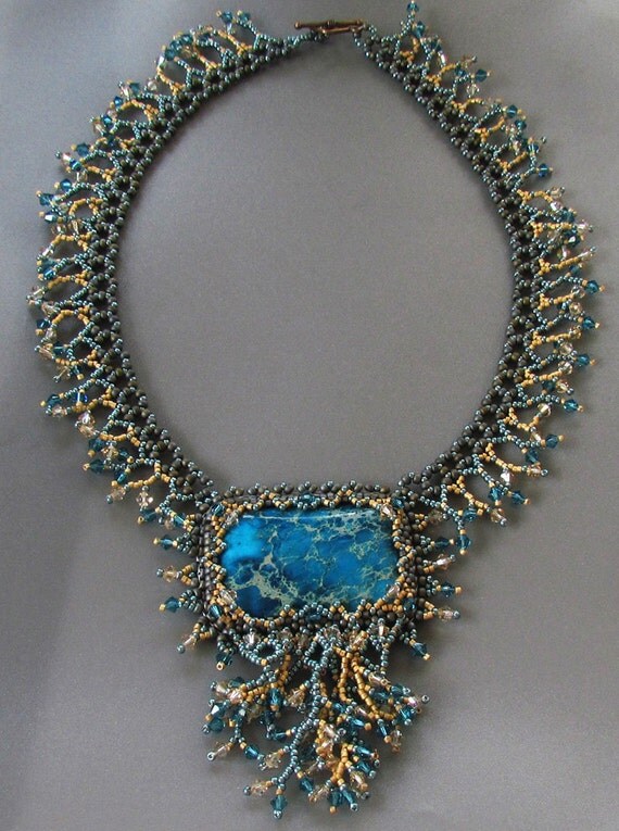 OOAK Coral Reef Beadwork Necklace March 2012 EBWC Challenge