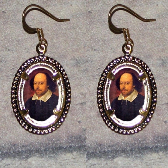 Items similar to William Shakespeare Oval Frame Earrings on Etsy