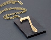 Lucky 7 Jewelry- Upcycled Number 7 Black & Brass Pendant