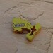 DENBIGH WALES Brooch - Lapel Pin // Yellow // Upcycled 50s UK Wood Puzzle Piece