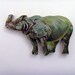 RHINOCEROS Wood Brooch from 60s UK Puzzle