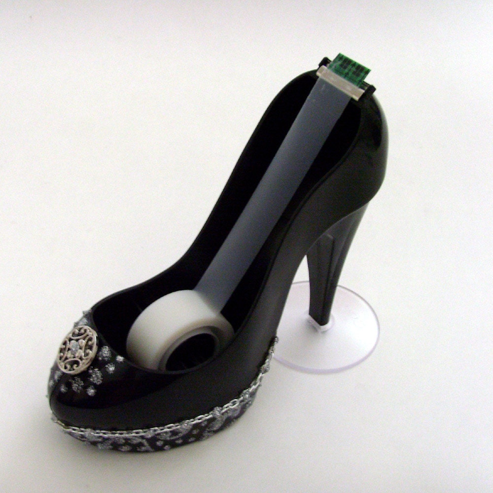 Black and Silver Stiletto Tape Dispenser / by ME2Designs on Etsy