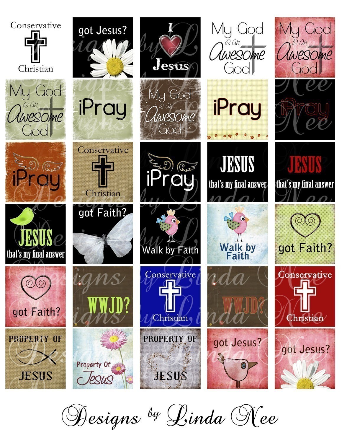 christian quotes and sayings 2 x 2 inch digital collage