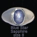 Men's Natural Blue Star Sapphire Handmade Sterling Silver Gents Ring size 8