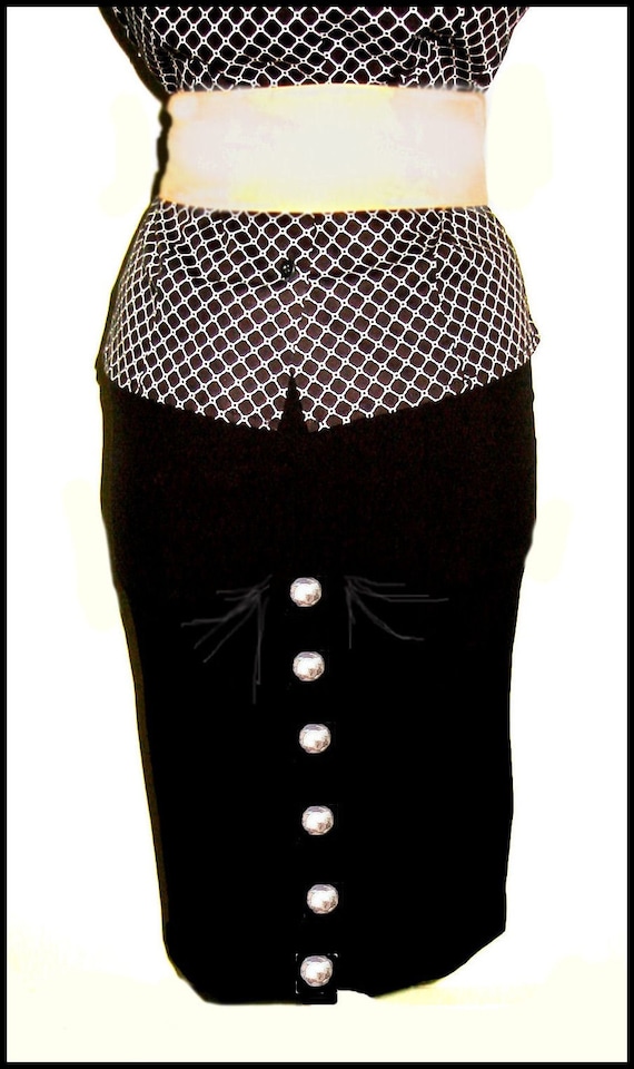Pencil / Hobble Skirt w/Sterling Silver Buttons