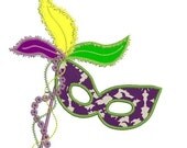 Items similar to Feather Mardi Gras Mask Applique Embroidery Design on Etsy