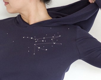 Unique Hoodie for Women, Women hoodie handmade, Graphic hoodie, Unique fashion, Women tops handmade - The Great Bear constellation