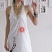Holiday Sale - V-neck Party Dress . Racer Back Tunic . White Lace Dress - Traveling with My Camera - size Large