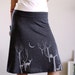 Handmade appliqué skirt . Grey Jersey Knee Length A-line Skirt - Lovely Neighbors From the Woods-size Medium