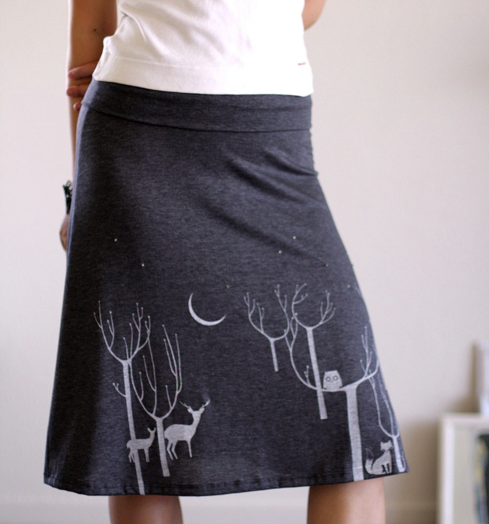 Grey Knee Length A line Skirt . Casual wear skirt . Maternity