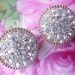 Vintage Earrings Pave 1980's Domed Button Shape Clip-on WAS 10.99 NOW 5.00