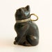 Victorian Czech Glass Lucky Black Cat Cracker Charm Antique