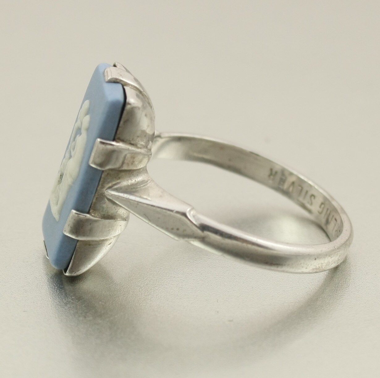Vintage Wedgwood Wedgewood Cameo Ring Blue Jasper Sterling