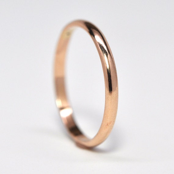 6K Rose Gold Half Round Wedding Band or Fashion Ring Classic