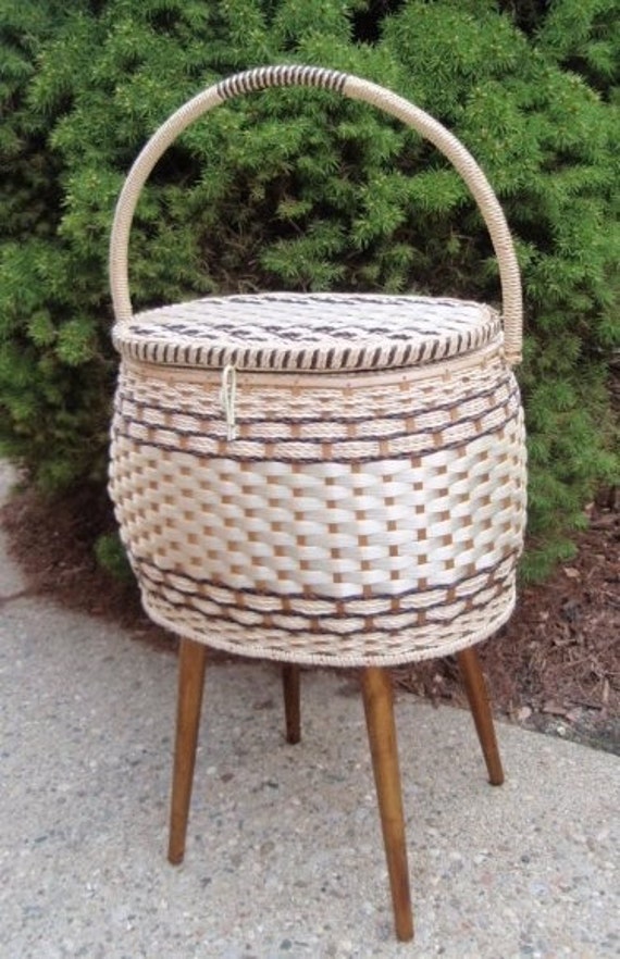 Vintage Sewing basket With Legs by dumpsterdiver on Etsy