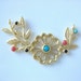 Gold plated flower colorful jade with , pendant-1