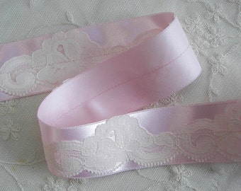 ORIGINAL DESIGN Vintage Chic Satin Lace Pink Rose Flower Ribbon Trim Pageant Baby Doll Quilt Bridal Clothing