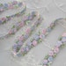 Vintage Chic Embroidered Rose Bud Flower Ribbon Trim Scrapbook Multi Colored Shaded Pink Blue Flowers Baby Doll Quilt