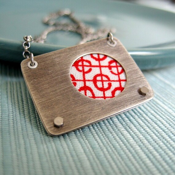 Items similar to Radish sterling silver and fabric necklace on Etsy