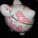 PERSONALIZED piggy bank pink and brown love bird owl