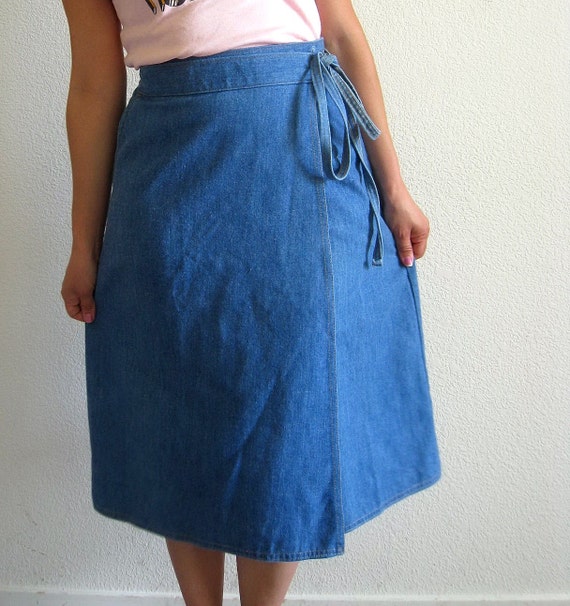 Items similar to vintage 70s LEVIS Soft Denim Wrap Skirt on Etsy