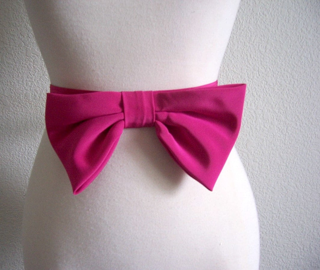 HOT PINK girly Vintage 80's BOW BELT New Wave by LolaVintage