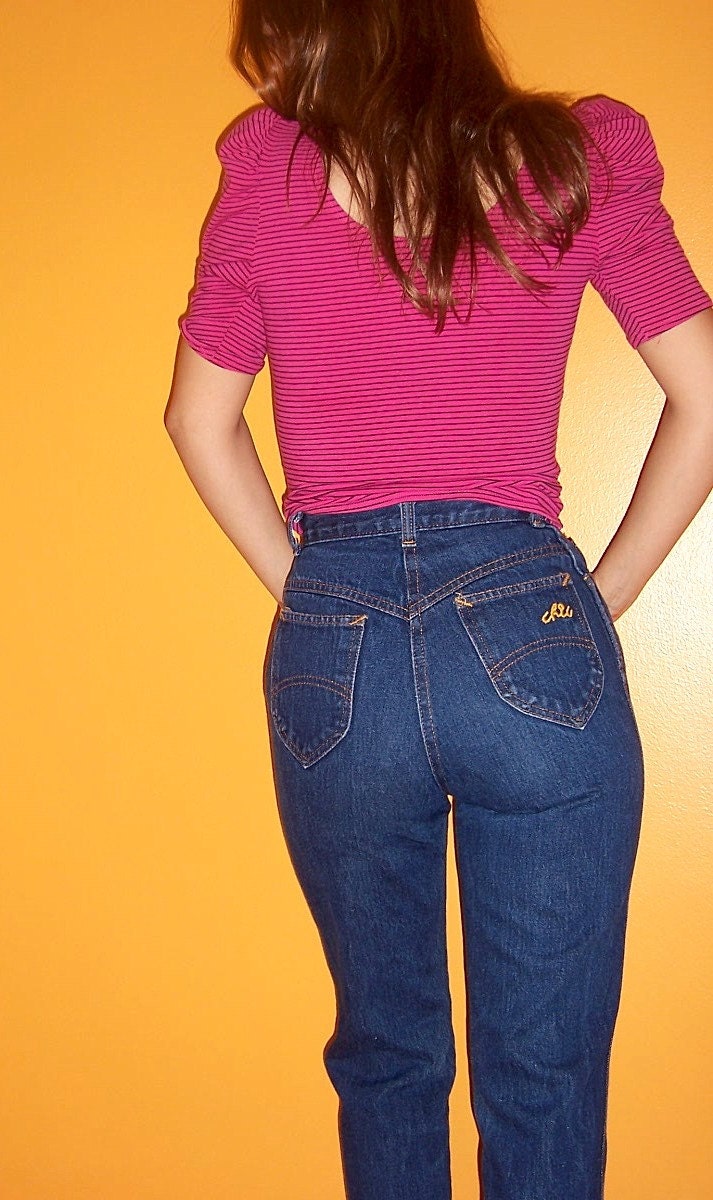 CHIC High Waisted Dark Denim 80's Jeans by LolaVintage on Etsy