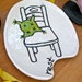 Spoon Rest Dish - Painted Kitchen Chair and Green Pillow Pottery Catchall, Trinket Tray - Handmade Original Graphic Drawing, Illustration