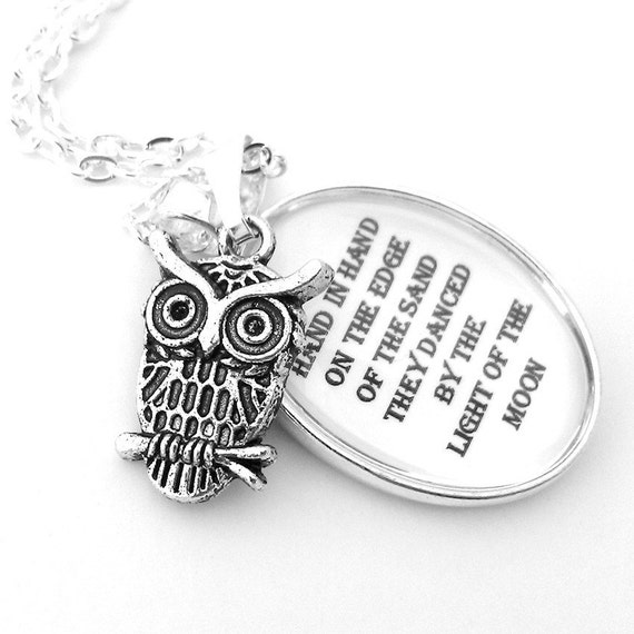 Owl and The Pussycat Silver Pendant Necklace Black and White Grey Poem ...