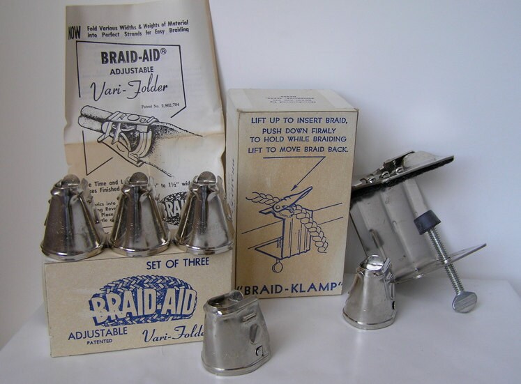 Vintage Braided Rug Braid Aid Clamp and Folders