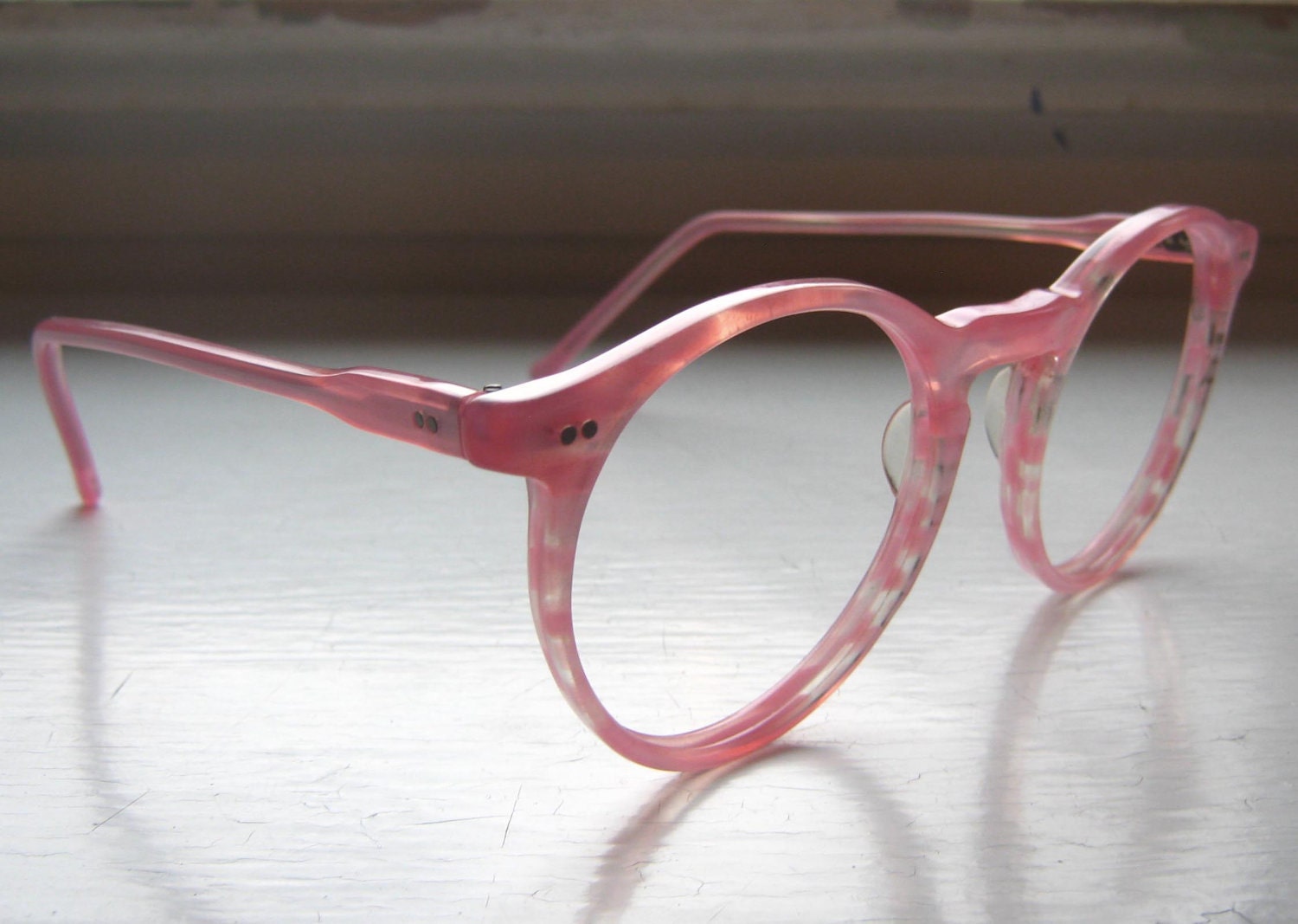 80's Colors in Optics Oversized Peabody Pink Pearlized