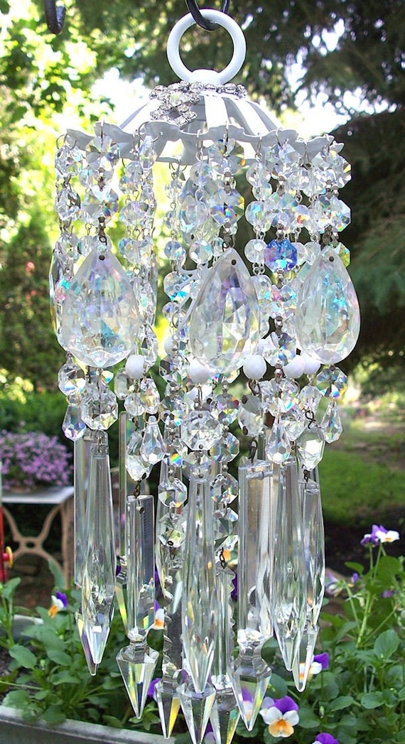 Most Romantic Jeweled Vintage Crystal Wind Chime SOLD