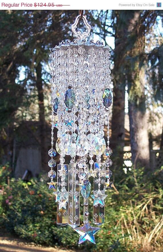 On Iced Stars Antique Crystal Wind Chime
