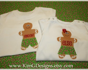 CHRISTMAS Gingerbread Boy Appliqué tee-with personalization