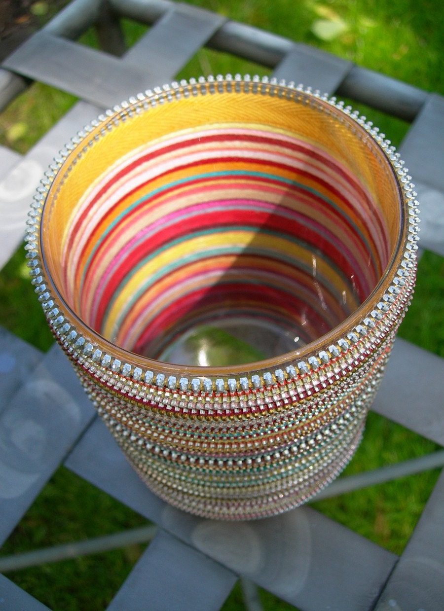 Layered Vintage Zipper Vase in Bright Colors