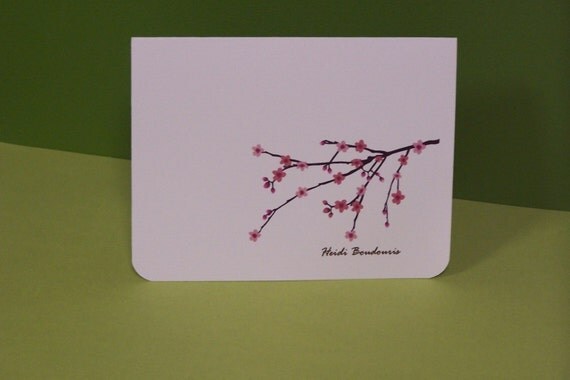 Personalized Cherry Blossom thank you cards set of 10 Il_570xn