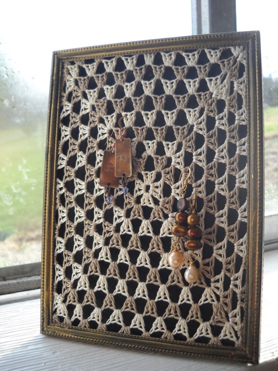 Crocheted Earring Organizer two toned