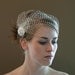 Cage-Cap Flapper Style Birdcage Veil with Rhinestone Brooch