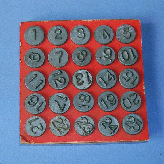 VintageTacks Vintage Numbered Tacks Gun Metal Brass Numbered