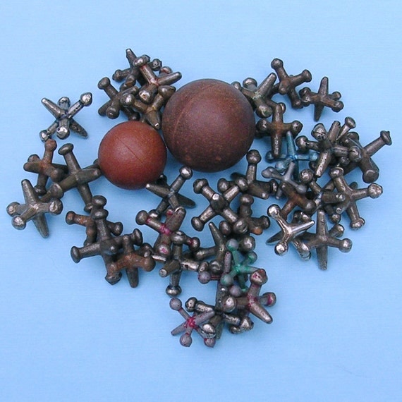 Vintage Metal Jacks And Balls 36 Jacks