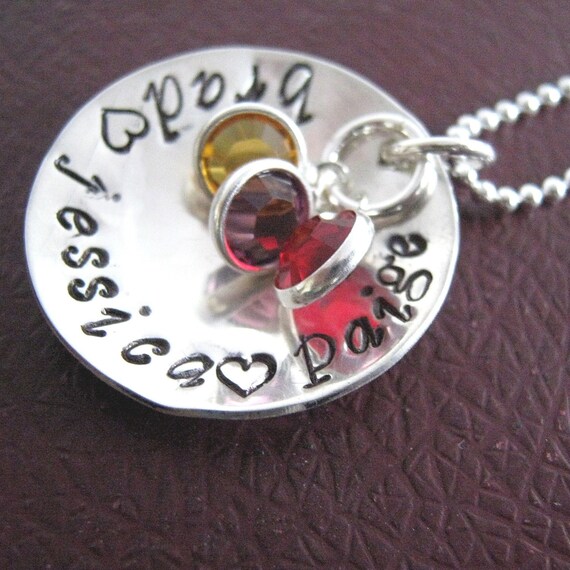 Items similar to Hand stamped Necklace - Mothers Necklace with ...