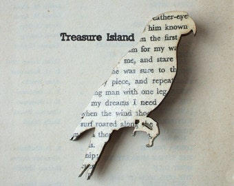 Treasure Island - Parrot brooch. Classic book brooches made with original pages.