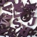 Letter brooch. Whole alphabet available. A to Z in plum purple