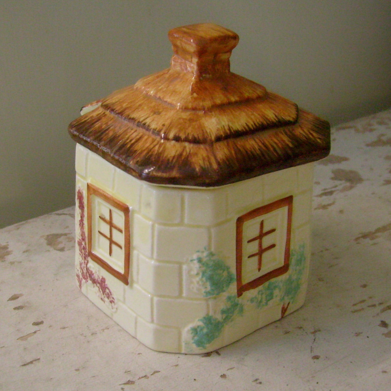 Vintage cottage ware jam pot Keele Street Pottery