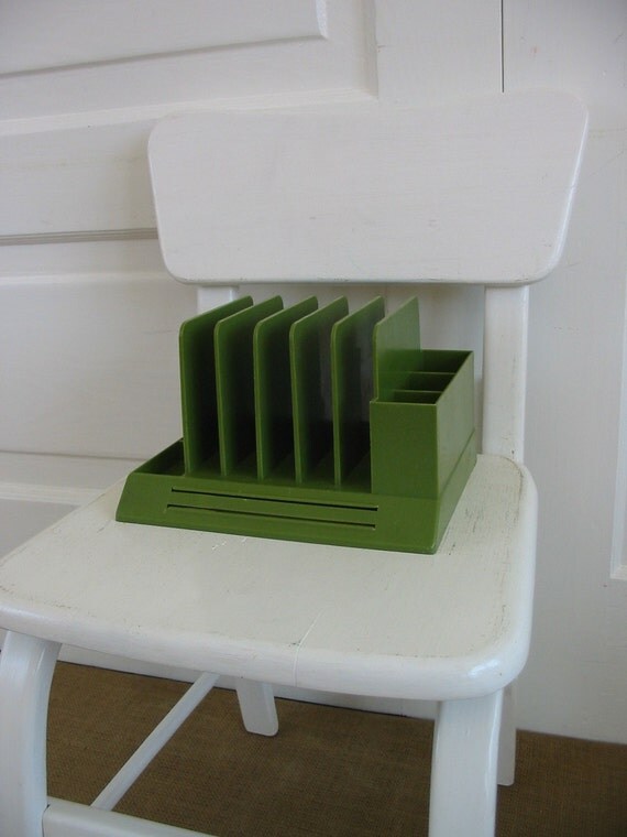 Vintage Green Desk Organizer